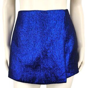 NWT DO+BE Blue Metallic Skorts Skirt Shorts Medium Shiny Party Dressy New Years